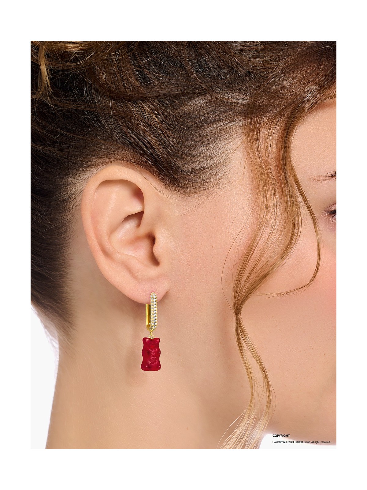 orecchini donna Thomas Sabo CR727-414-10 Gold-plated single creole with red gold bear in midi version Ladies