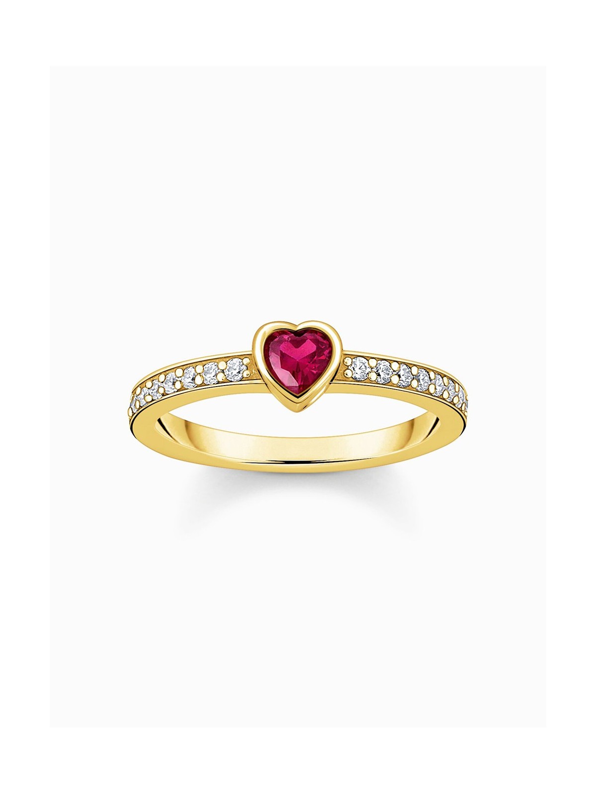 anello donna Thomas Sabo TR2448-995-10-56 Gold-plated solitaire ring w. red stone + zirconia