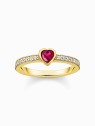 anello donna Thomas Sabo TR2448-995-10-56 Gold-plated solitaire ring w. red stone + zirconia