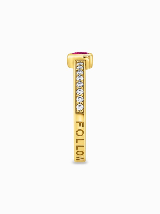 anello donna Thomas Sabo TR2448-995-10-56 Gold-plated solitaire ring w. red stone + zirconia