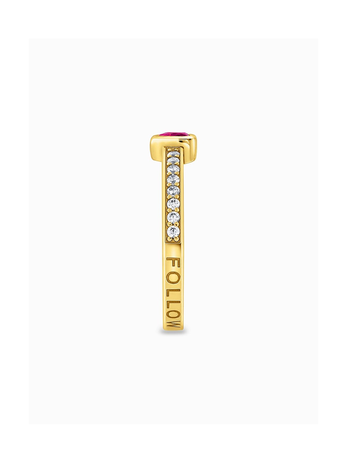 anello donna Thomas Sabo TR2448-995-10-56 Gold-plated solitaire ring w. red stone + zirconia