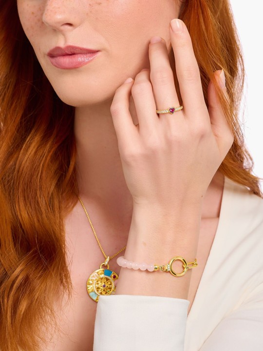 anello donna Thomas Sabo TR2448-995-10-56 Gold-plated solitaire ring w. red stone + zirconia