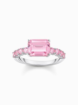 anello donna Thomas Sabo TR2451-051-9-54 Silver solitaire ring w. pink-coloured stones