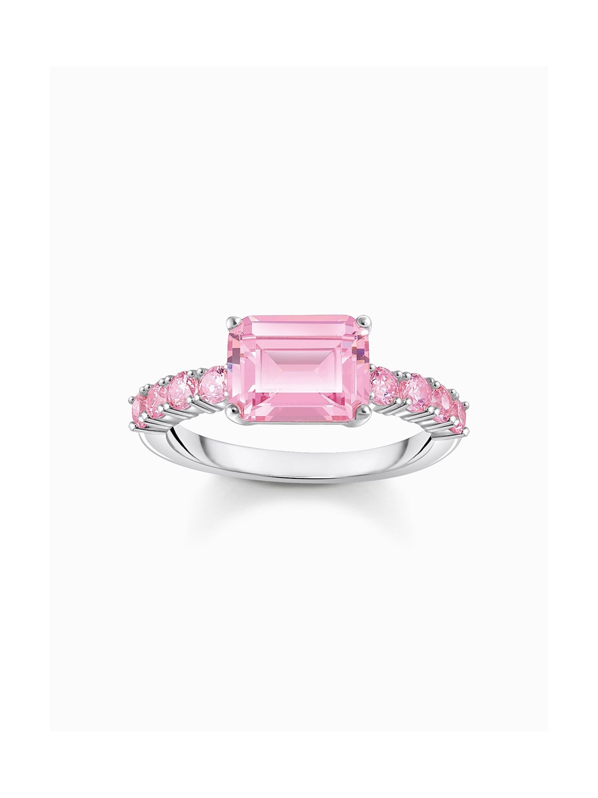 anello donna Thomas Sabo TR2451-051-9-54 Silver solitaire ring w. pink-coloured stones