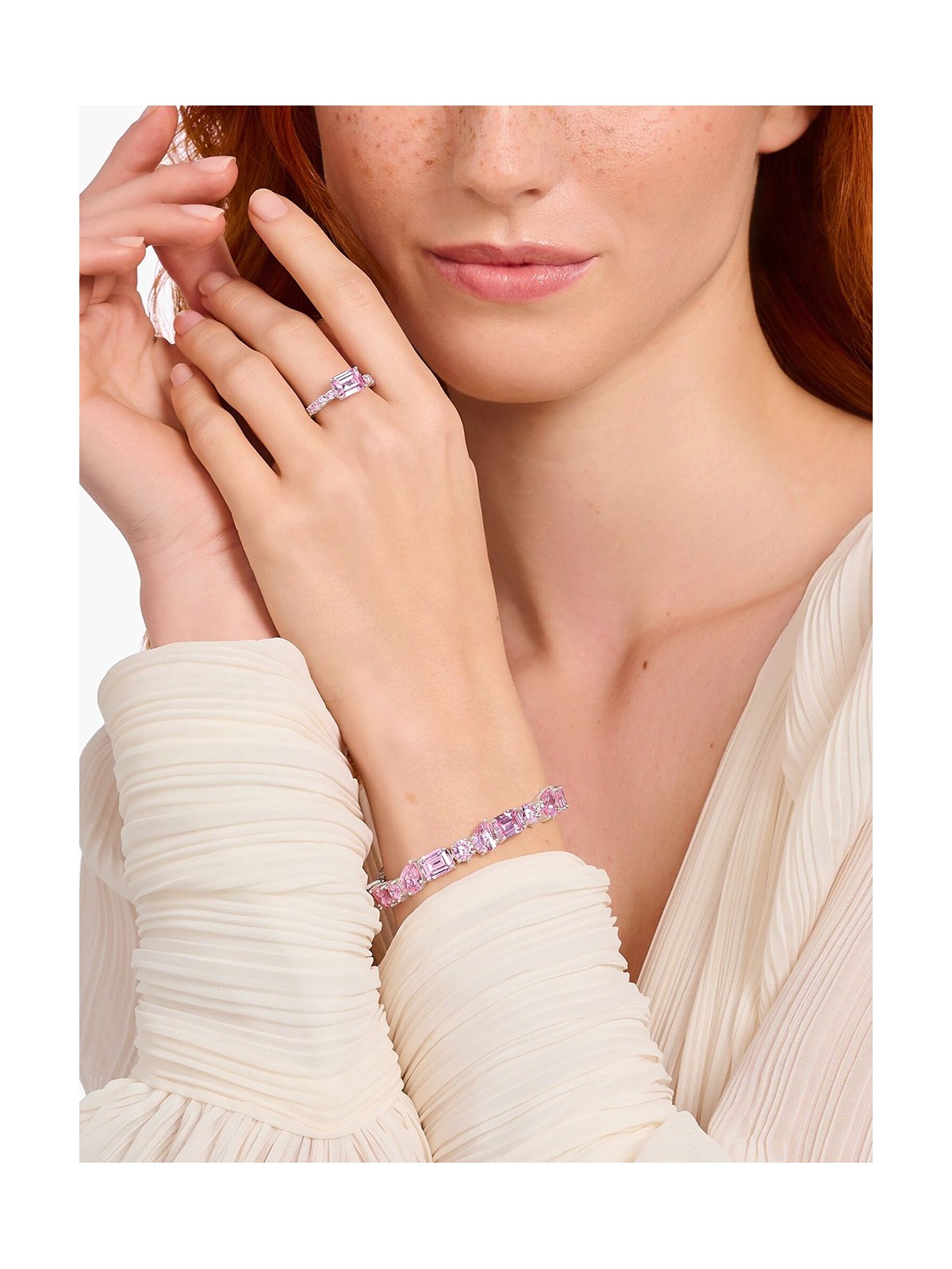 anello donna Thomas Sabo TR2451-051-9-54 Silver solitaire ring w. pink-coloured stones