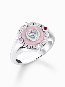 anello donna Thomas Sabo TR2447-390-9-54 Silver signet ring w. heart and stones