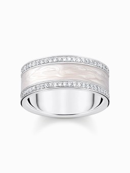 anello donna Thomas Sabo TR2446-041-14-56 Silver band ring w. white zirconia and enamel