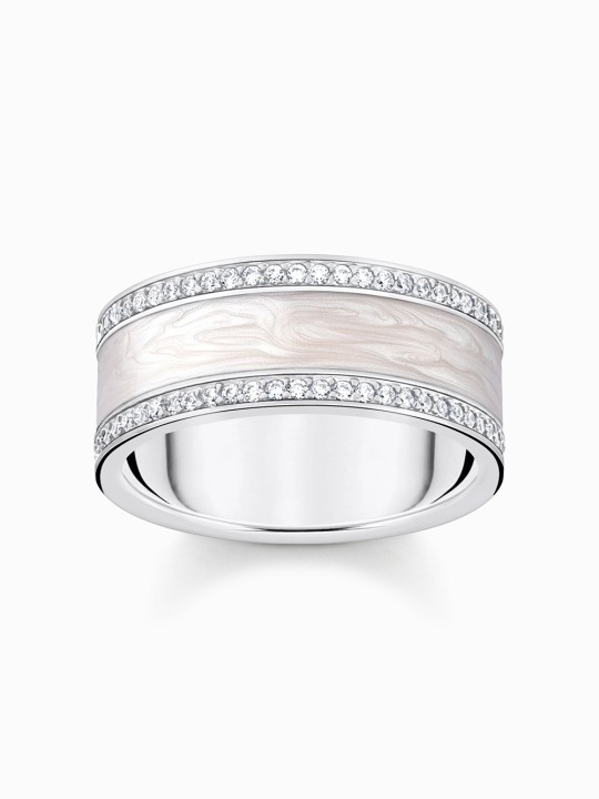 anello donna Thomas Sabo TR2446-041-14-56 Silver band ring w. white zirconia and enamel