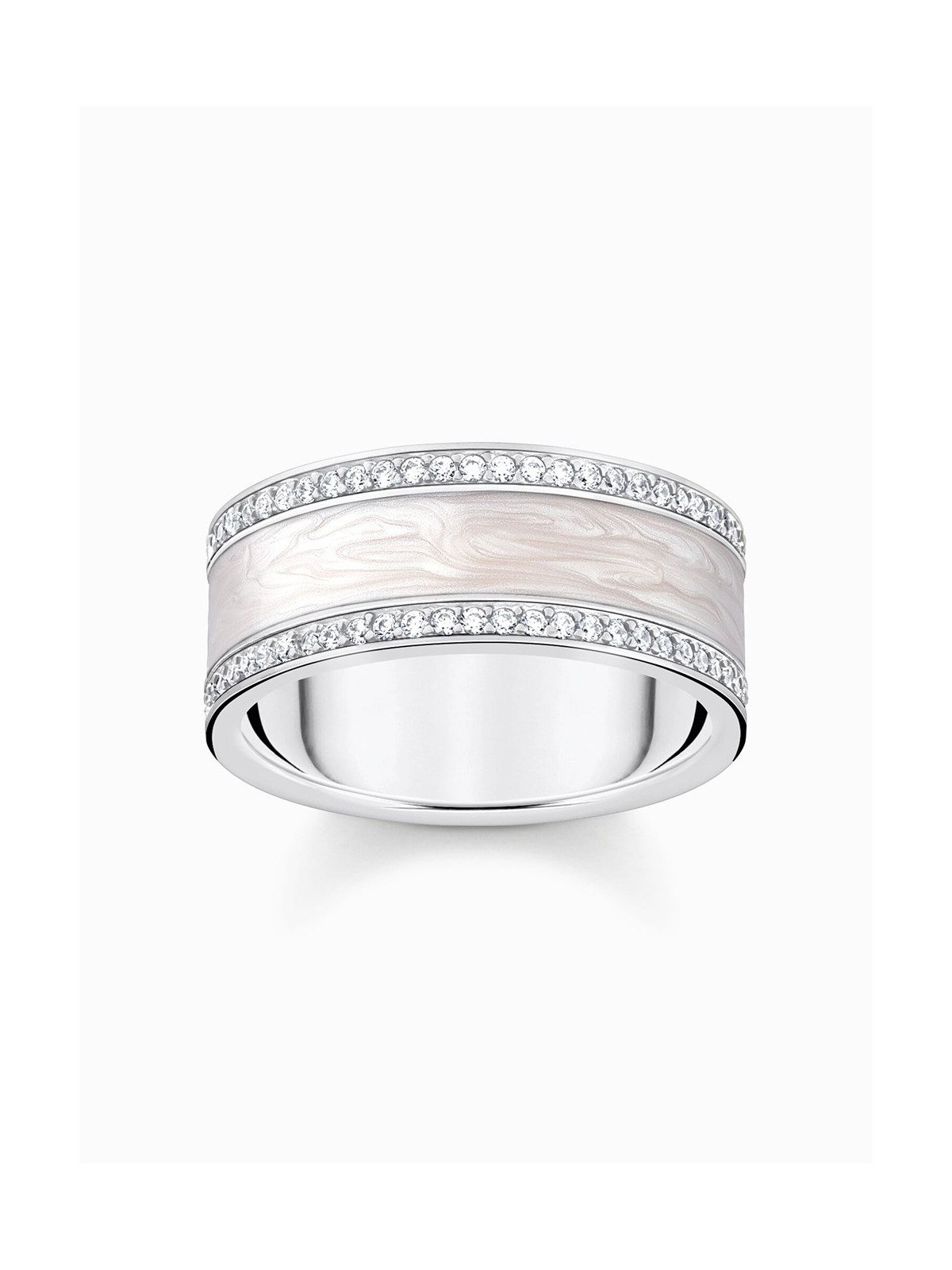 anello donna Thomas Sabo TR2446-041-14-56 Silver band ring w. white zirconia and enamel