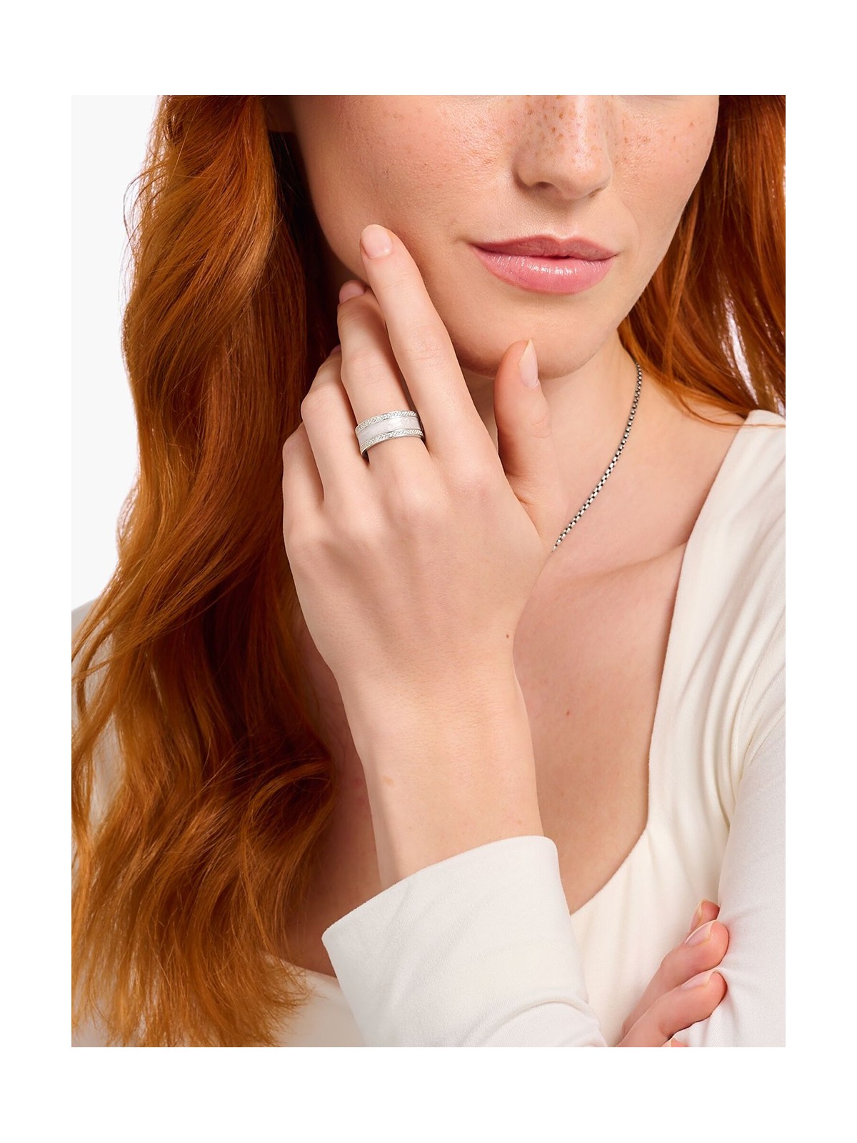 anello donna Thomas Sabo TR2446-041-14-56 Silver band ring w. white zirconia and enamel