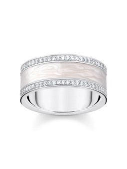 anello donna Thomas Sabo TR2446-041-14-58 Silver band ring w. white zirconia and enamel