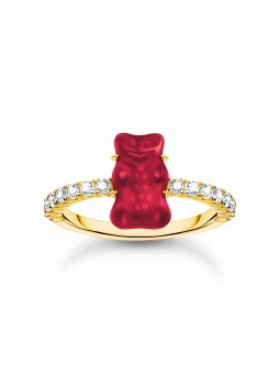 anello donna Thomas Sabo TR2459-414-10-54 Gold ring w. red Goldbears