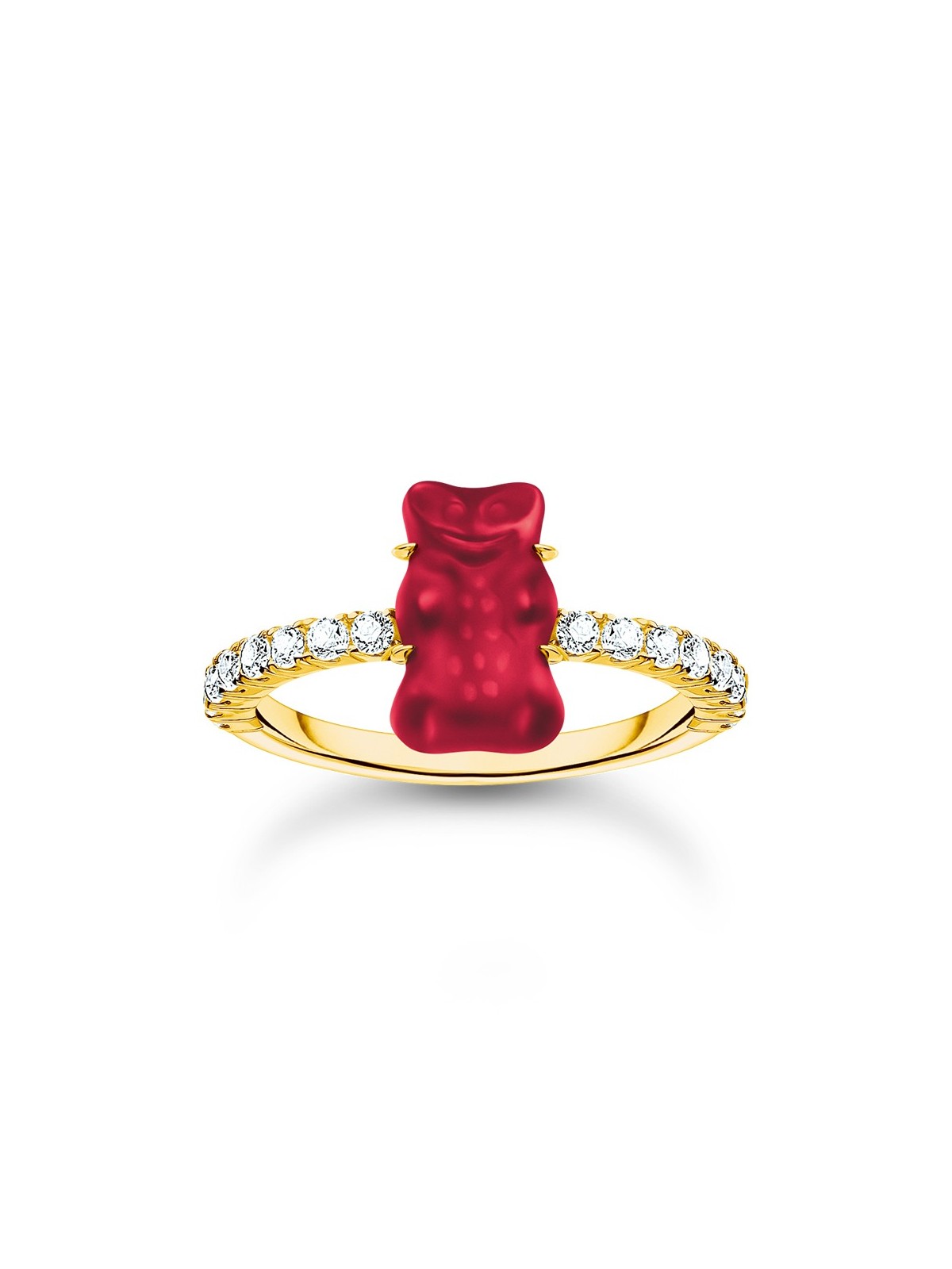 anello donna Thomas Sabo TR2459-414-10-54 Gold ring w. red Goldbears