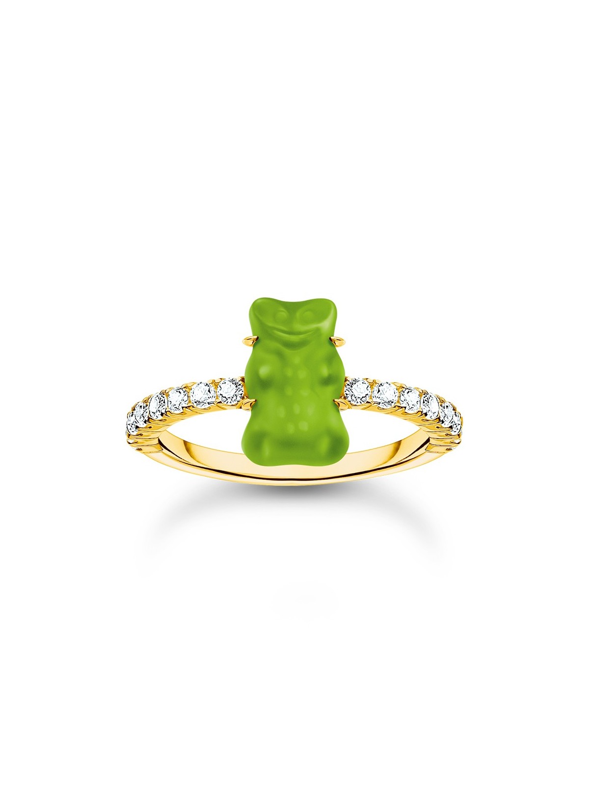 anello donna Thomas Sabo TR2459-414-6-54 Gold ring w. green Goldbears