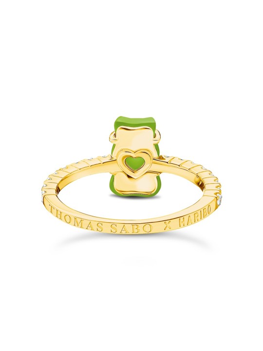 anello donna Thomas Sabo TR2459-414-6-54 Gold ring w. green Goldbears
