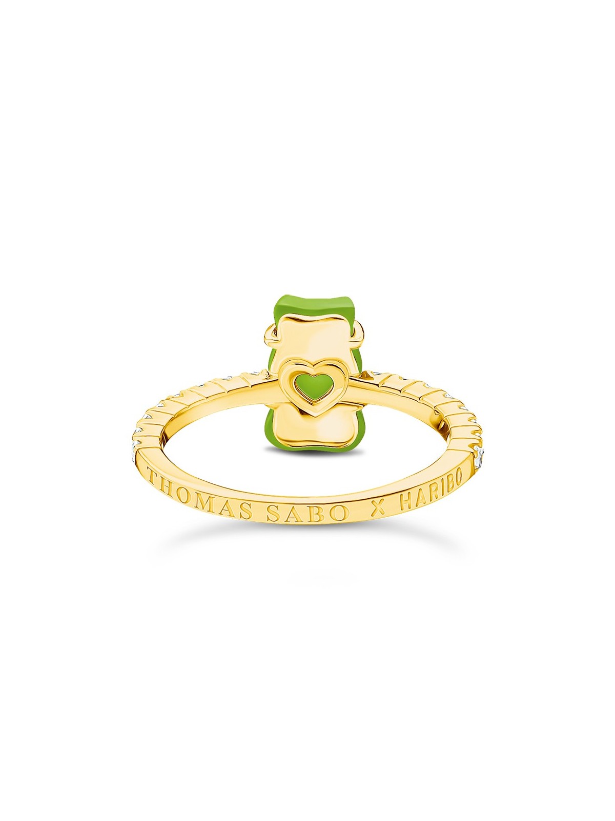 anello donna Thomas Sabo TR2459-414-6-54 Gold ring w. green Goldbears