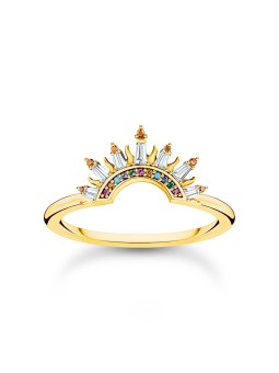 anello donna Thomas Sabo TR2456-488-7-56 Gold-plated ring w. sunbeams and coloured stones