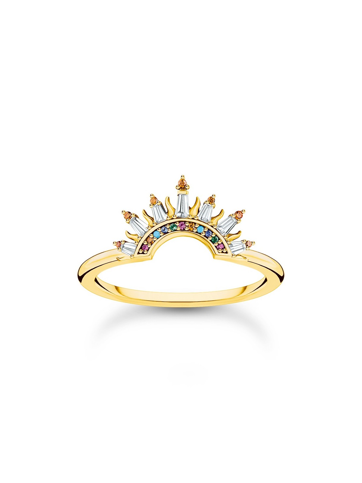 anello donna Thomas Sabo TR2456-488-7-56 Gold-plated ring w. sunbeams and coloured stones
