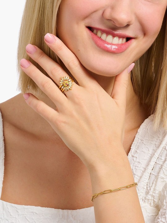 anello donna Thomas Sabo TR2456-488-7-56 Gold-plated ring w. sunbeams and coloured stones