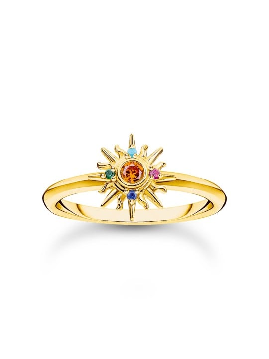 anello donna Thomas Sabo TR2458-488-7-54 VGold-plated ring w. sun and colourful stones