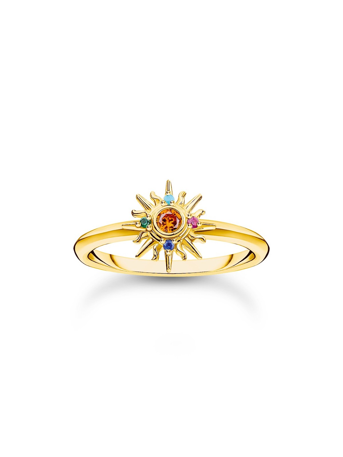 anello donna Thomas Sabo TR2458-488-7-54 VGold-plated ring w. sun and colourful stones