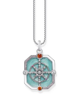 ciondolo Thomas Sabo PE961-340-7 Silver pendant Wheel of Karma + zirconia