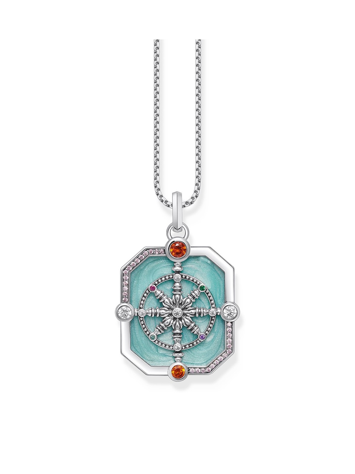 ciondolo Thomas Sabo PE961-340-7 Silver pendant Wheel of Karma + zirconia