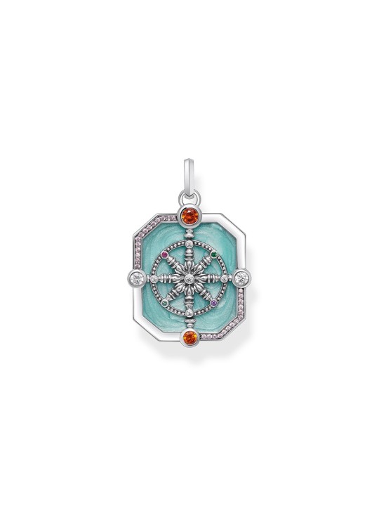 ciondolo Thomas Sabo PE961-340-7 Silver pendant Wheel of Karma + zirconia