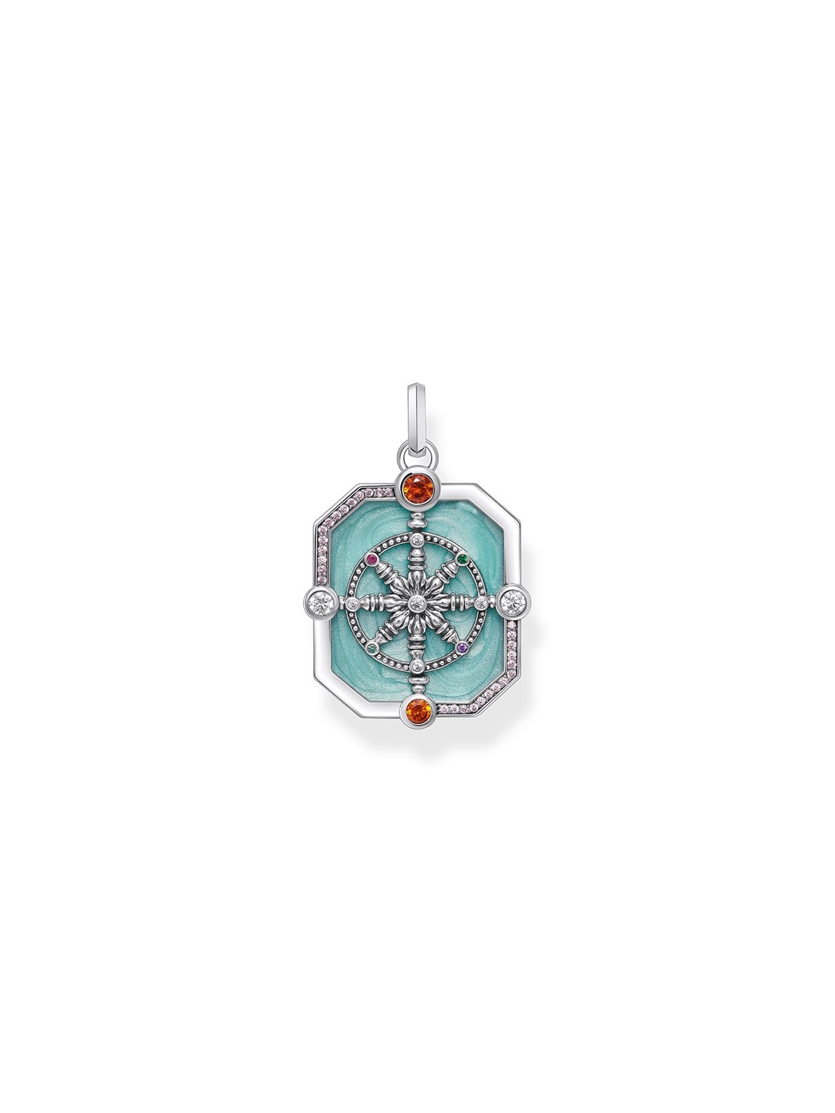 ciondolo Thomas Sabo PE961-340-7 Silver pendant Wheel of Karma + zirconia