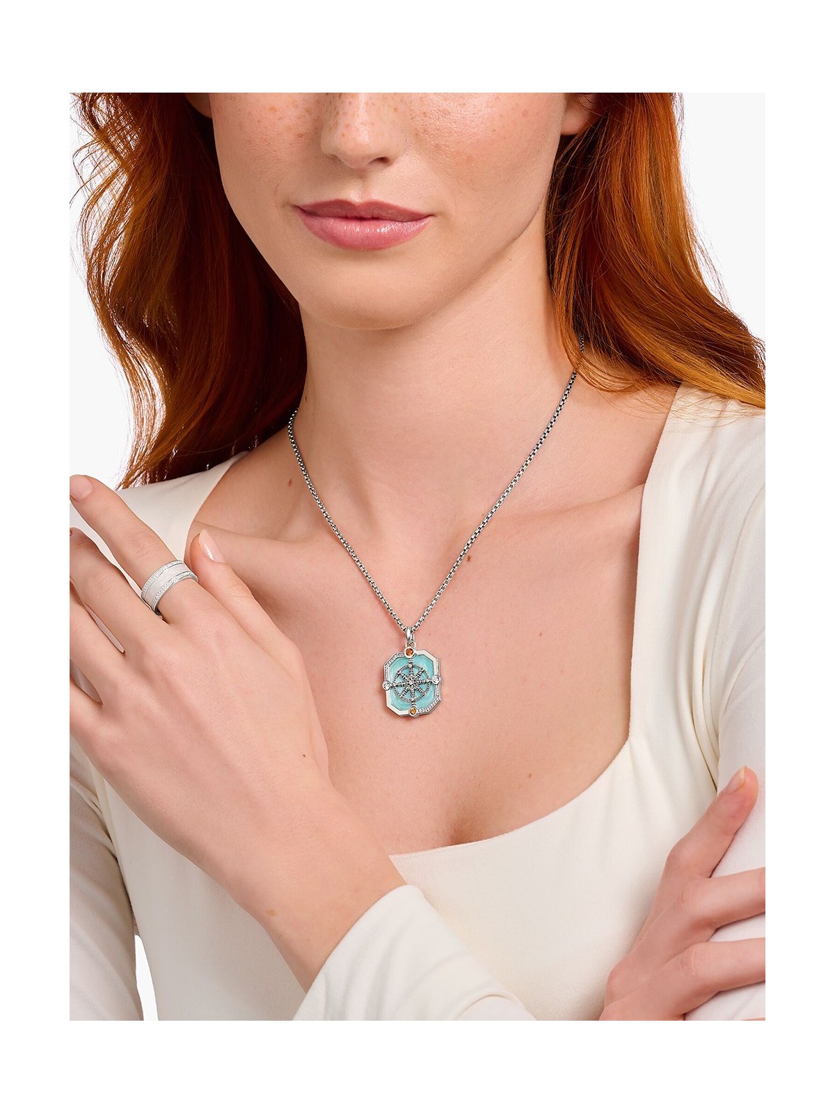 ciondolo Thomas Sabo PE961-340-7 Silver pendant Wheel of Karma + zirconia