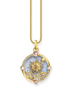 ciondolo Thomas Sabo PE960-471-1 Gold-plated chain pendant w. light blue enamel