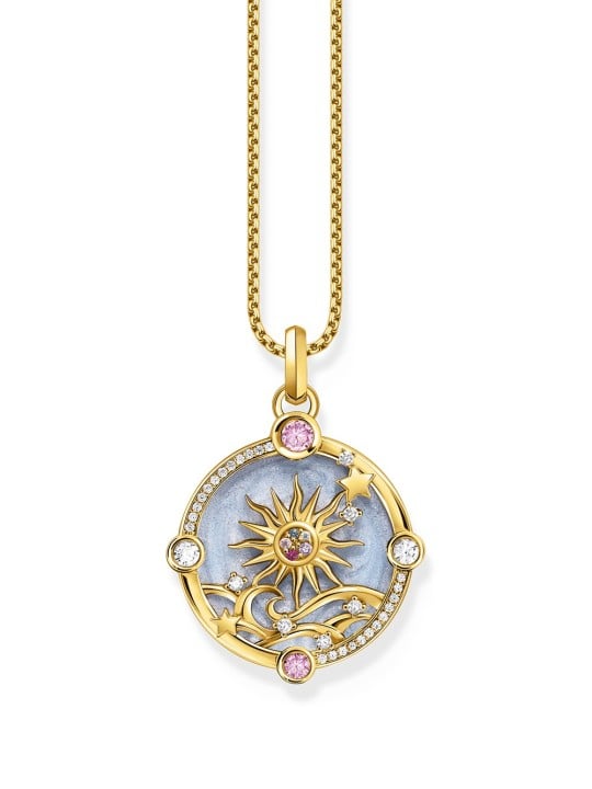 ciondolo Thomas Sabo PE960-471-1 Gold-plated chain pendant w. light blue enamel