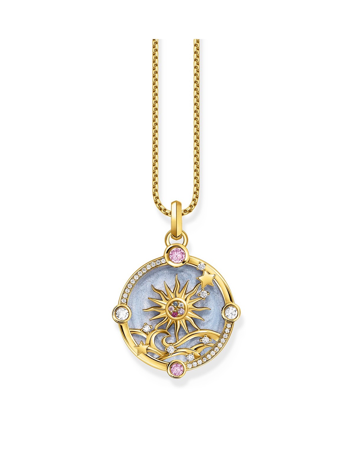 ciondolo Thomas Sabo PE960-471-1 Gold-plated chain pendant w. light blue enamel