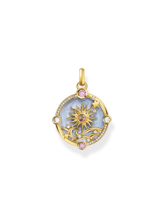 ciondolo Thomas Sabo PE960-471-1 Gold-plated chain pendant w. light blue enamel