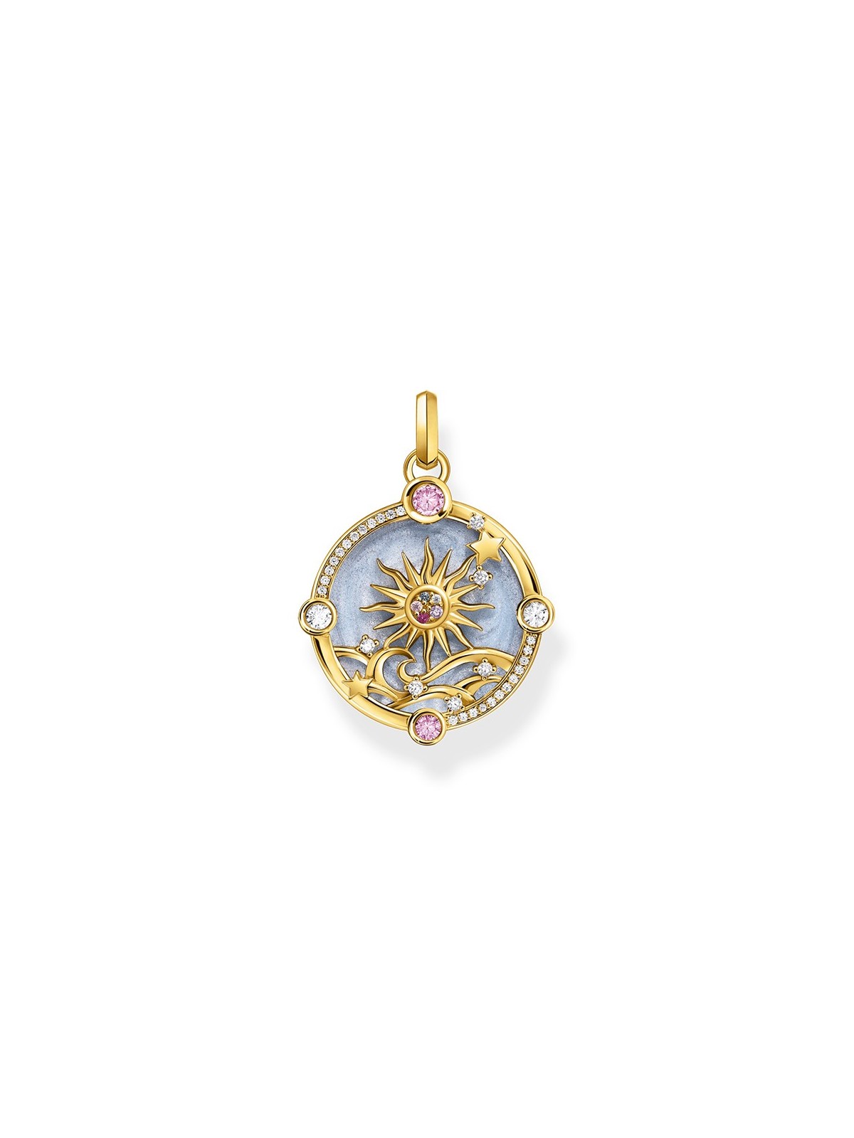 ciondolo Thomas Sabo PE960-471-1 Gold-plated chain pendant w. light blue enamel