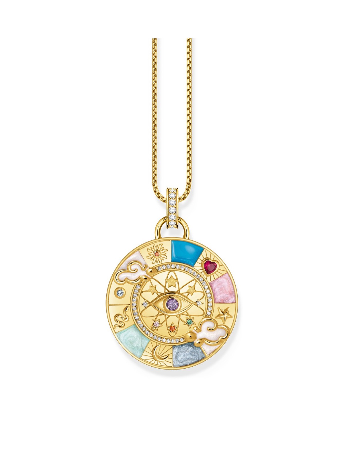ciondolo Thomas Sabo PE962-471-7 Gold-plated chain pendant w. wheel of fortune