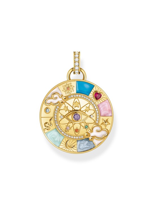 ciondolo Thomas Sabo PE962-471-7 Gold-plated chain pendant w. wheel of fortune