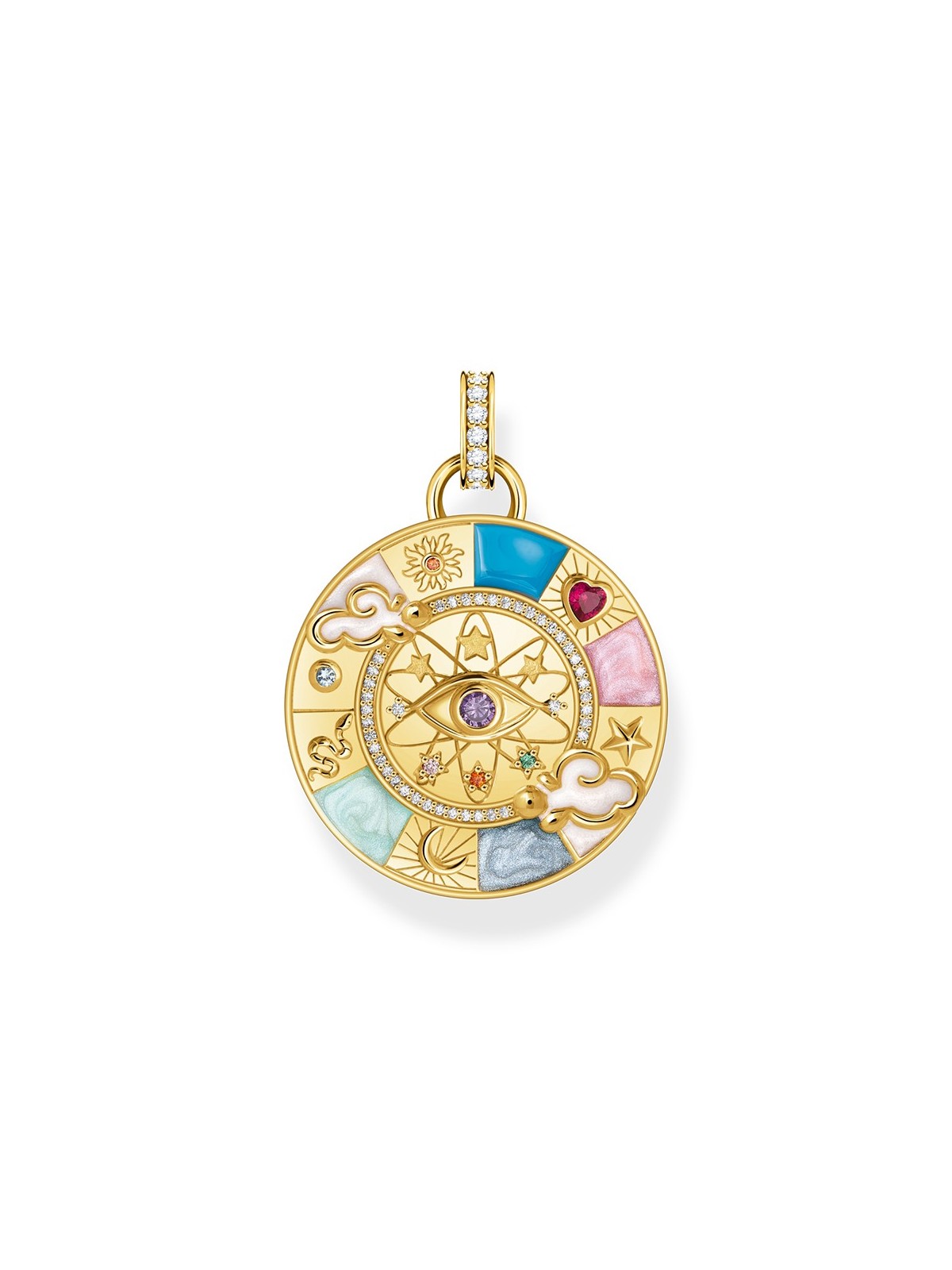 ciondolo Thomas Sabo PE962-471-7 Gold-plated chain pendant w. wheel of fortune