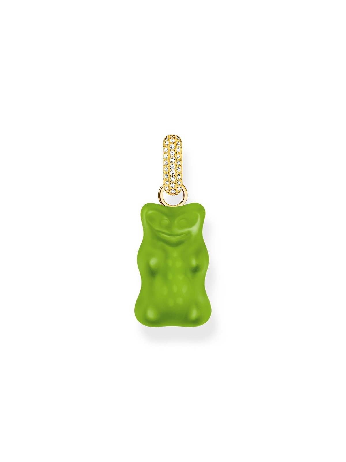 ciondolo Thomas Sabo PE967-414-6 Large gold-plated green Goldbears pendant w. stones