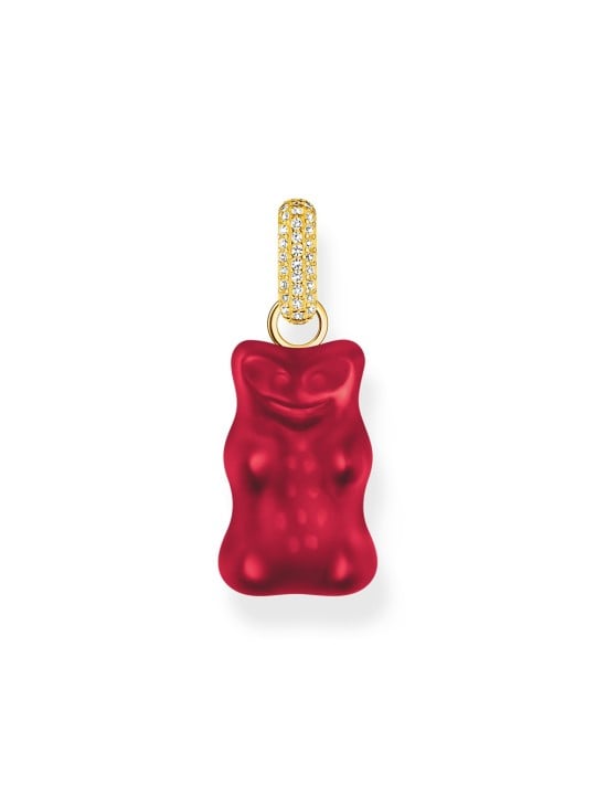 ciondolo Thomas Sabo PE967-414-10 Large gold-plated red Goldbears pendant w. stones