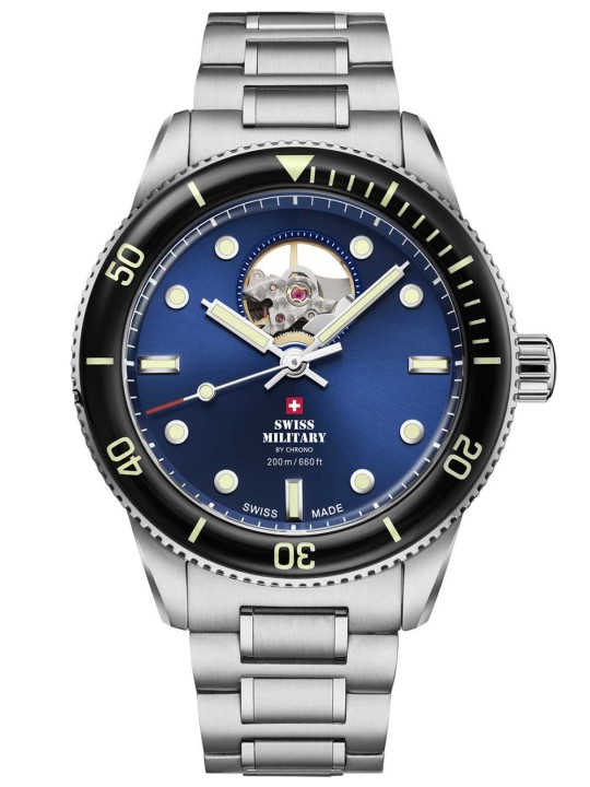 orologio uomo Swiss Military SMA34106.12 Mens Watch Automatic Open-Heart Diver 42mm 20ATM