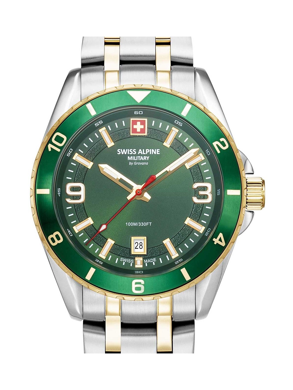 orologio uomo Swiss Alpine Military 7034.1144 Mens Watch Sierra two tone green 42mm 10ATM