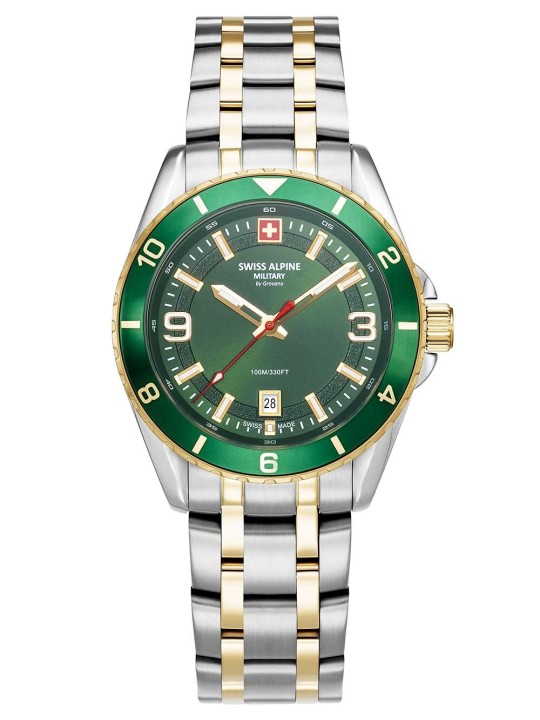 orologio uomo Swiss Alpine Military 7034.1144 Mens Watch Sierra two tone green 42mm 10ATM