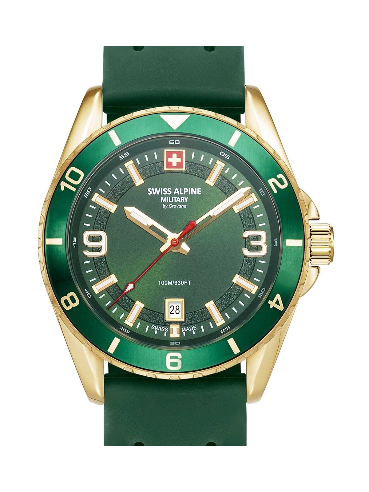 orologio uomo Swiss Alpine Military 7034.1814 Mens Watch Sierra gold green 42mm 10ATM