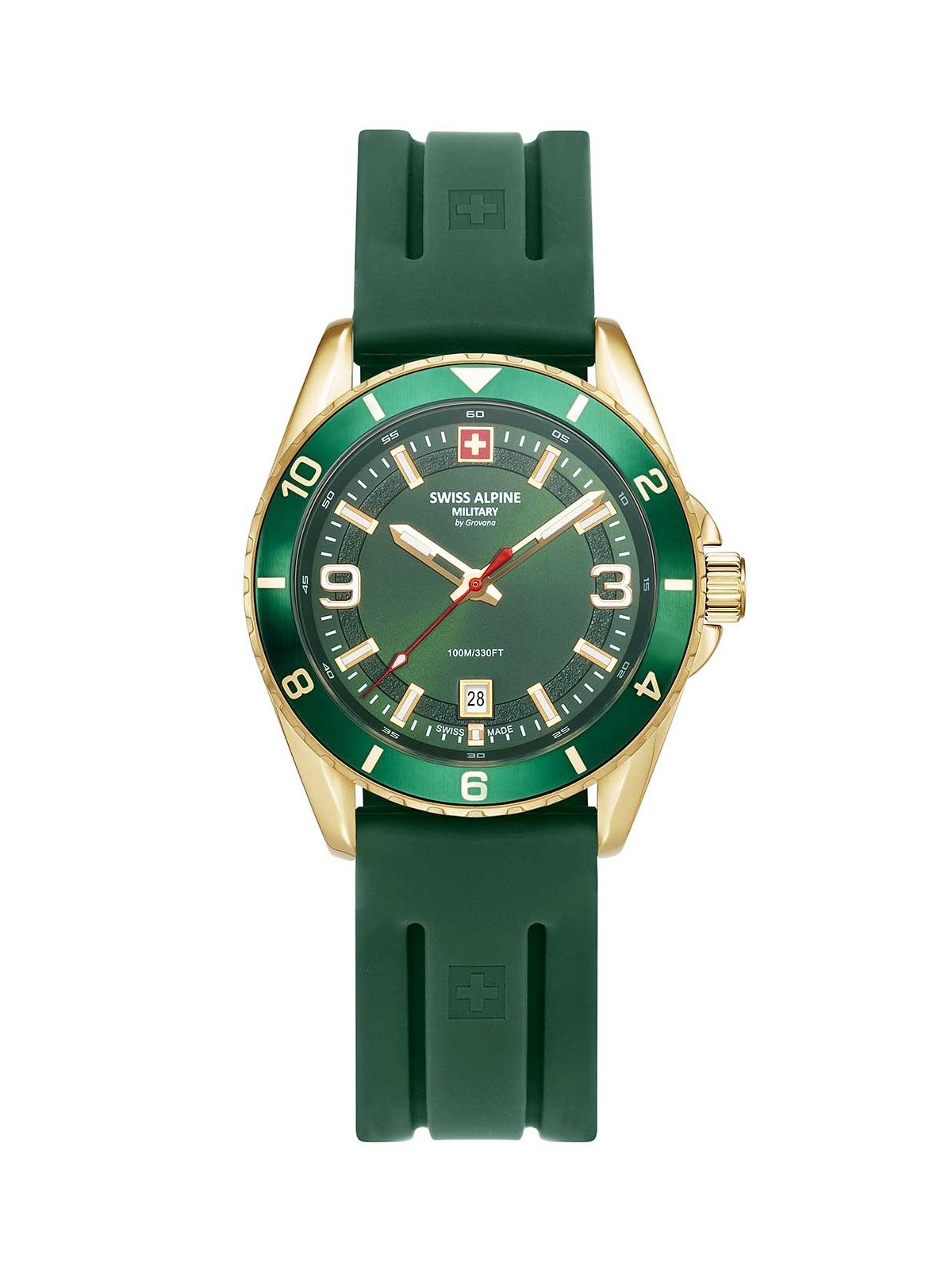 orologio uomo Swiss Alpine Military 7034.1814 Mens Watch Sierra gold green 42mm 10ATM