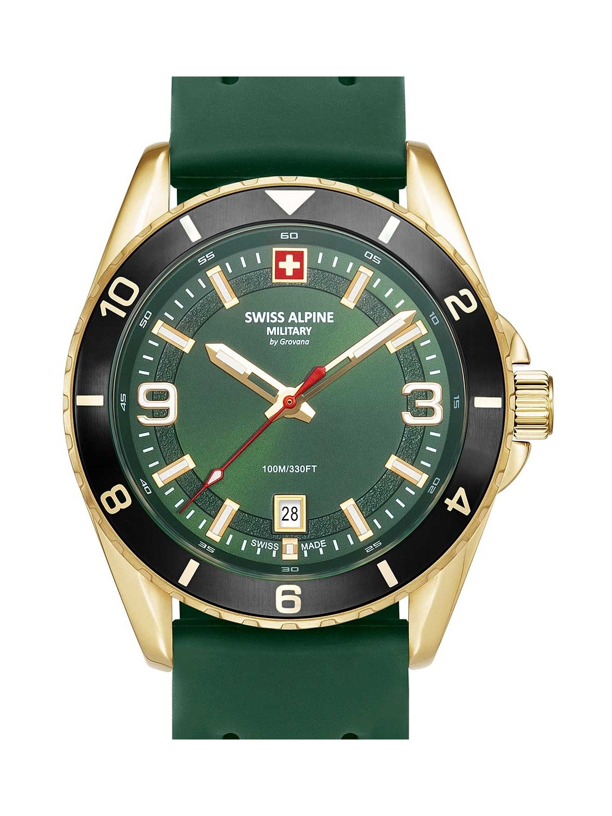 orologio uomo Swiss Alpine Military 7034.1818 Mens Watch Sierra gold green 42mm 10ATM