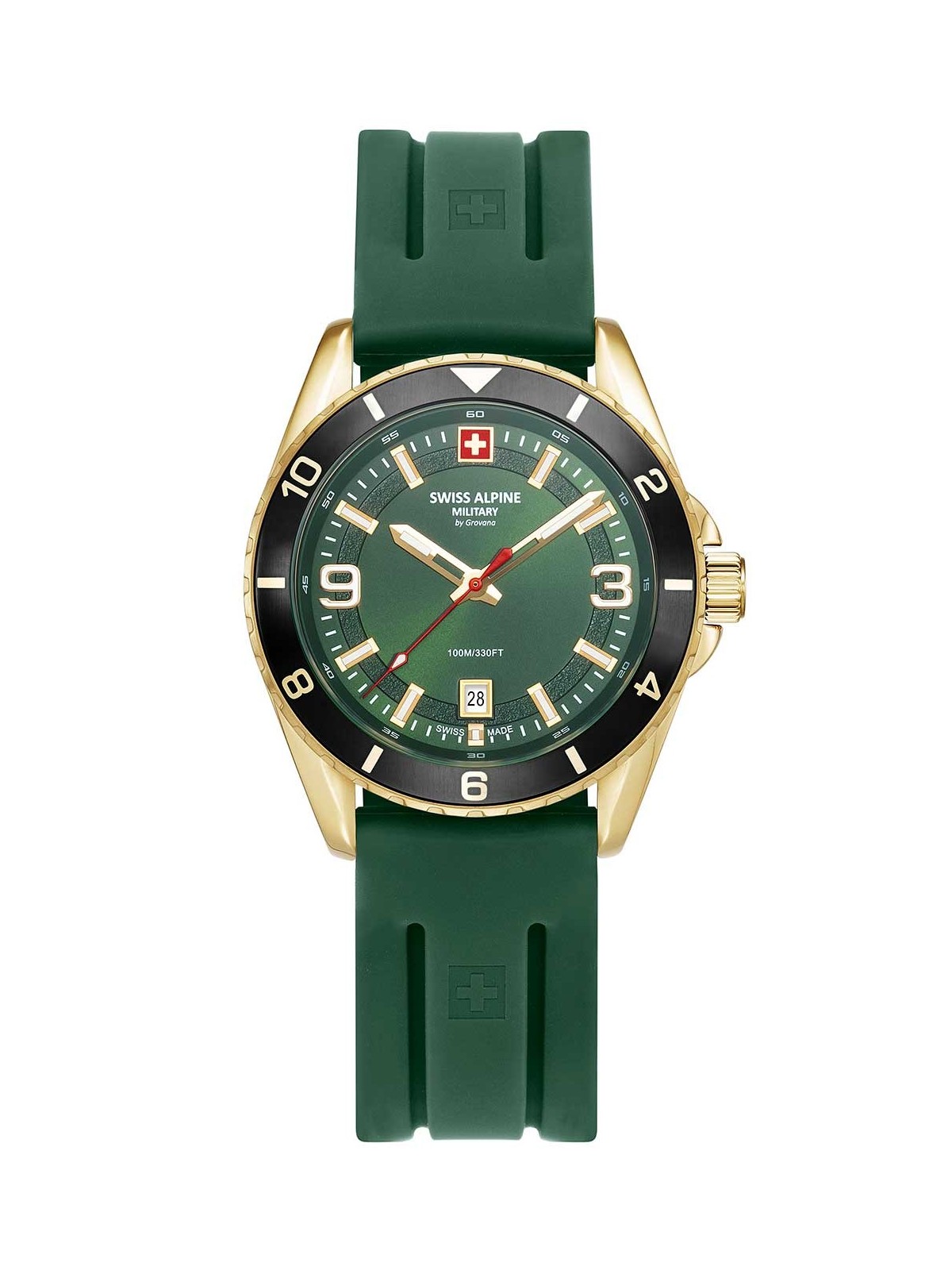 orologio uomo Swiss Alpine Military 7034.1818 Mens Watch Sierra gold green 42mm 10ATM