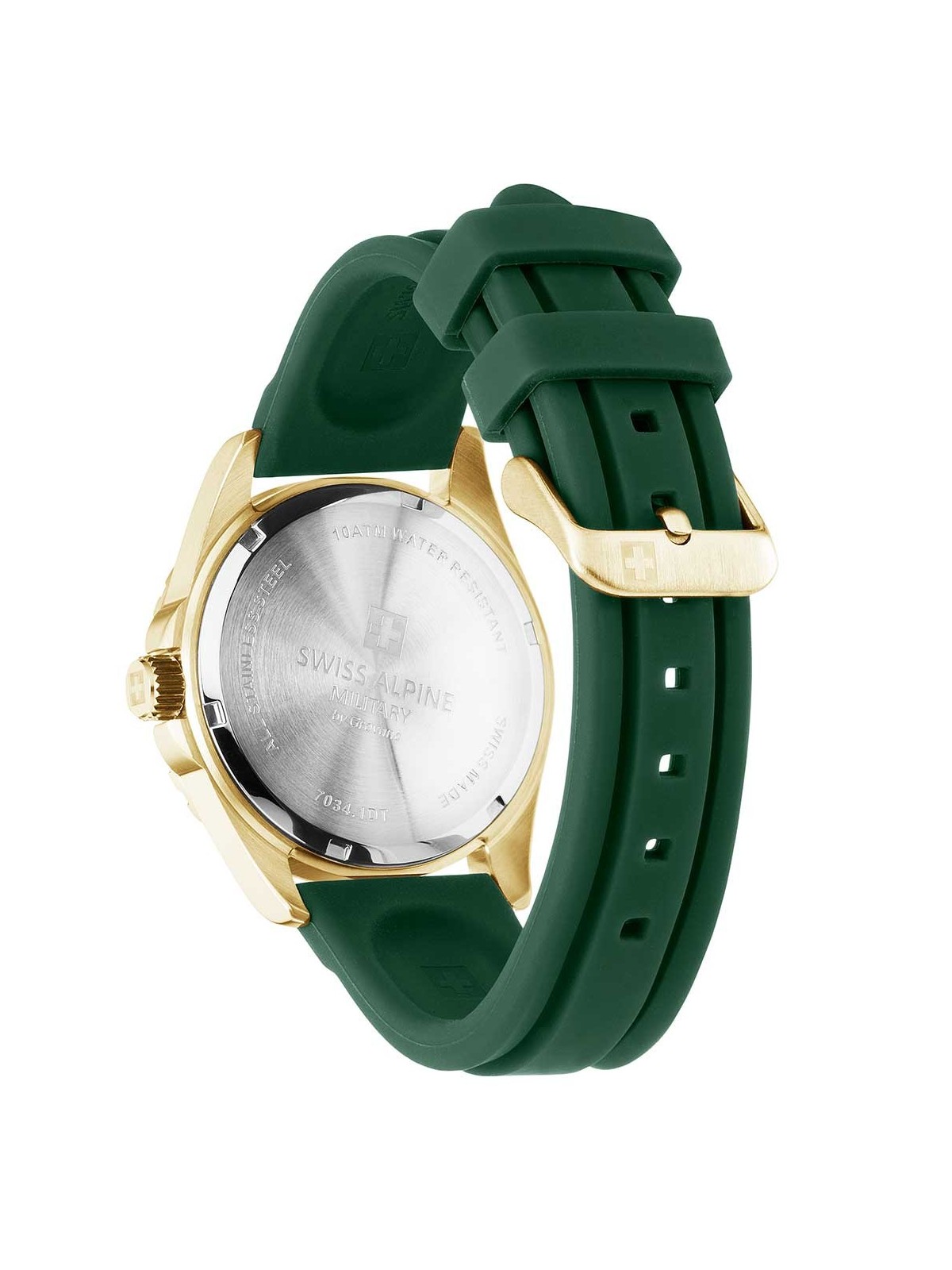 orologio uomo Swiss Alpine Military 7034.1818 Mens Watch Sierra gold green 42mm 10ATM
