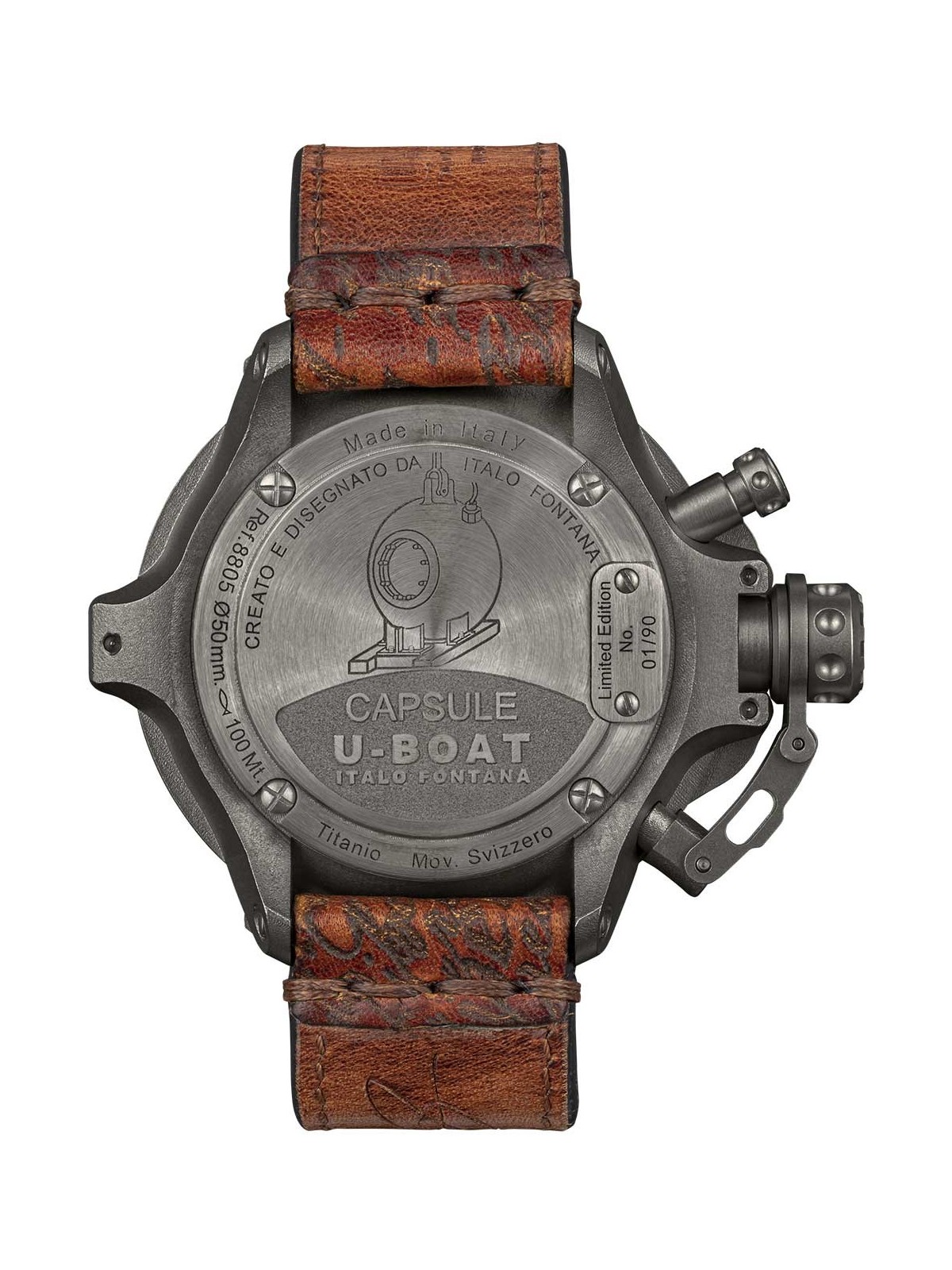 orologio uomo U-Boat 8805 Mens Watch Capsule Titanium BK BE 50mm 10ATM
