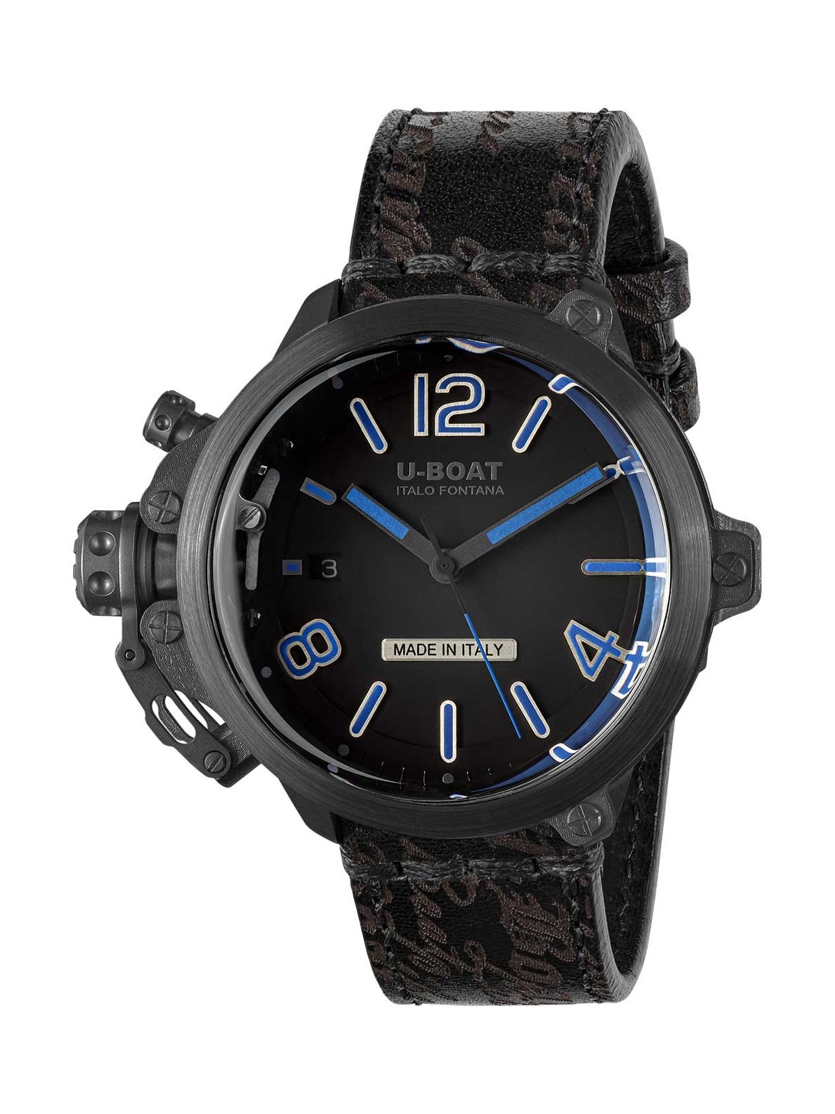 orologio uomo U-Boat 8808 Mens Watch Capsule PVD BK BL 45mm